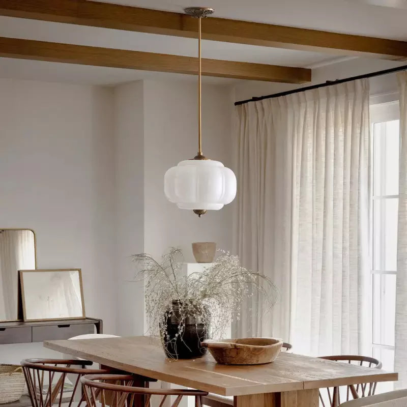 Antique Brass Plafondlamp met Groen Glas Pompoendesign - Elegante Hanglamp voor Eetkamer Keukeneiland Slaapkamer | Sansoti
