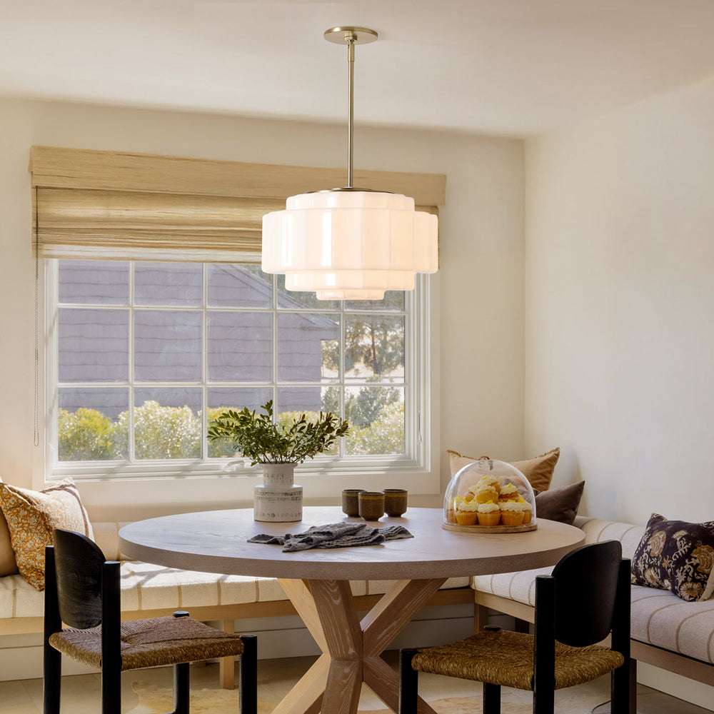 Gelaagde Opaalglas Hanglamp met Antiek Messing Antieke Nostalgische Vintage Verlichting Eetkamer Keukeneiland Entree | Sansoti