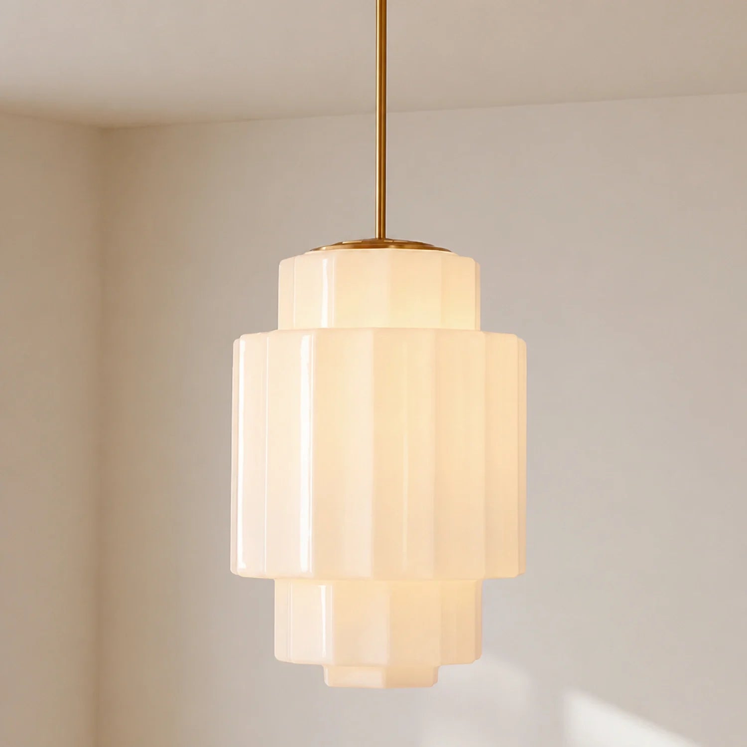 Gelaagde Opaalglas Hanglamp met Antiek Messing Antieke Nostalgische Vintage Verlichting Eetkamer Keukeneiland Entree | Sansoti