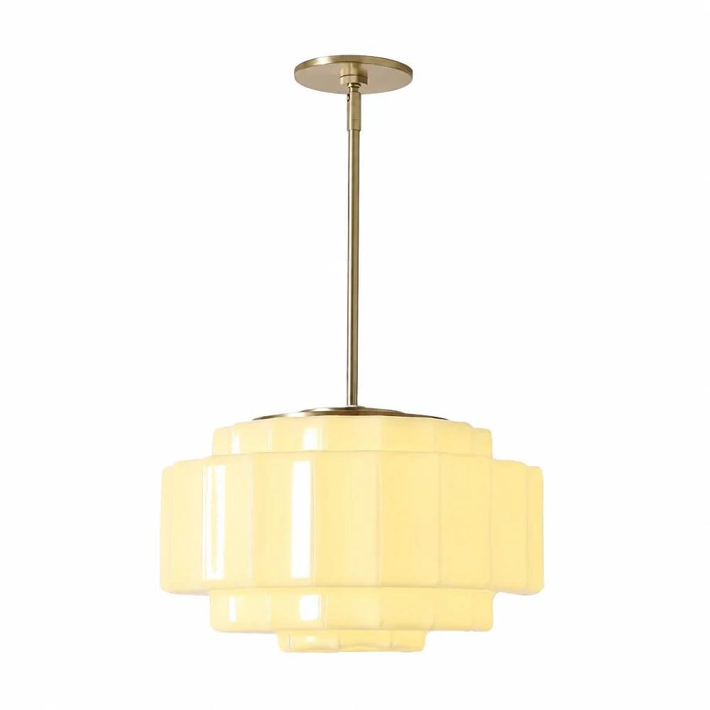Gelaagde Opaalglas Hanglamp met Antiek Messing Antieke Nostalgische Vintage Verlichting Eetkamer Keukeneiland Entree | Sansoti