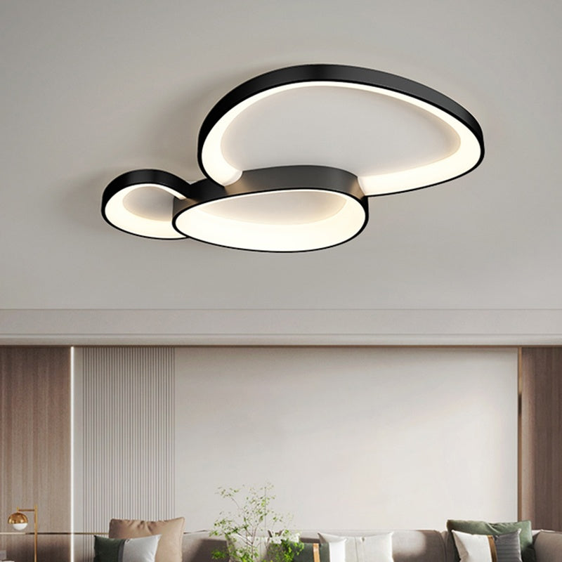 Plafonnier LED ovale dimmable métal noir blanc chambre hall salon éclairage de plafond moderne design scandinave lampe en saillie | Restfield