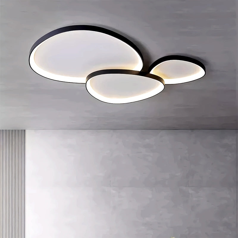 Plafonnier LED ovale dimmable métal noir blanc chambre hall salon éclairage de plafond moderne design scandinave lampe en saillie | Restfield