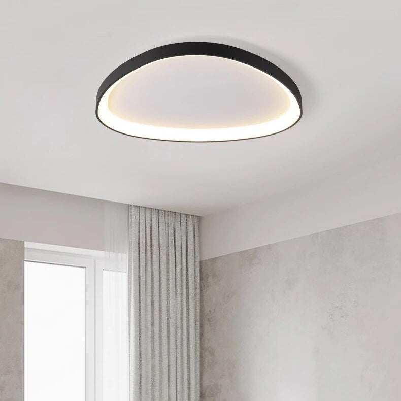 Plafonnier LED ovale dimmable métal noir blanc chambre hall salon éclairage de plafond moderne design scandinave lampe en saillie | Restfield
