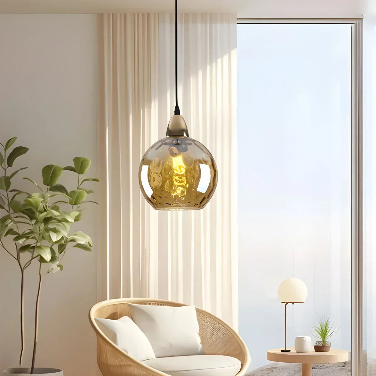Hanglamp Glas E26 20 cm Grijs Eettafel Woonkamer Slaapkamer Rookglas Bollamp Pendellamp Sfeerverlichting | Sansoti