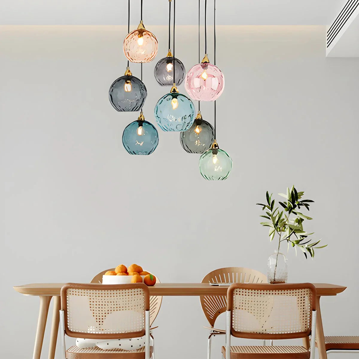 Hanglamp Glas E26 20 cm Grijs Eettafel Woonkamer Slaapkamer Rookglas Bollamp Pendellamp Sfeerverlichting | Sansoti
