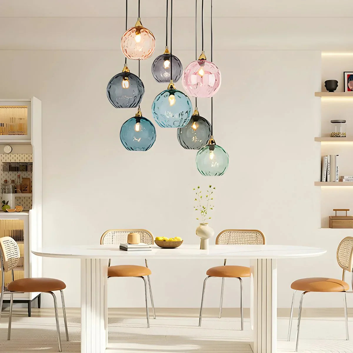 Hanglamp Glas E26 20 cm Grijs Eettafel Woonkamer Slaapkamer Rookglas Bollamp Pendellamp Sfeerverlichting | Sansoti