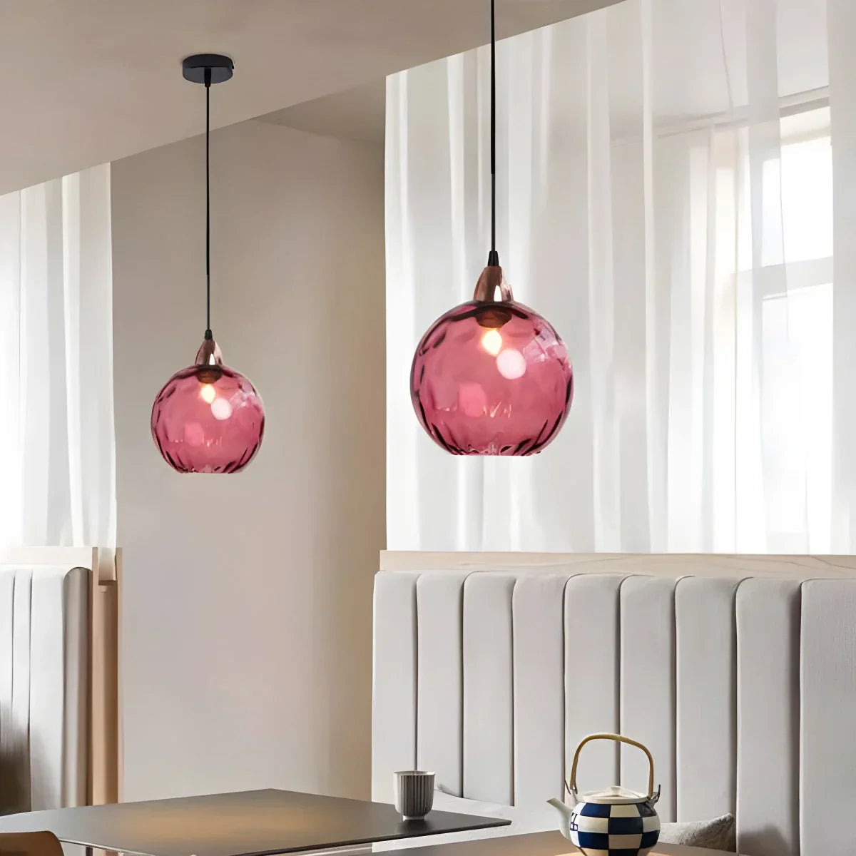 Hanglamp Glas E26 20 cm Grijs Eettafel Woonkamer Slaapkamer Rookglas Bollamp Pendellamp Sfeerverlichting | Sansoti