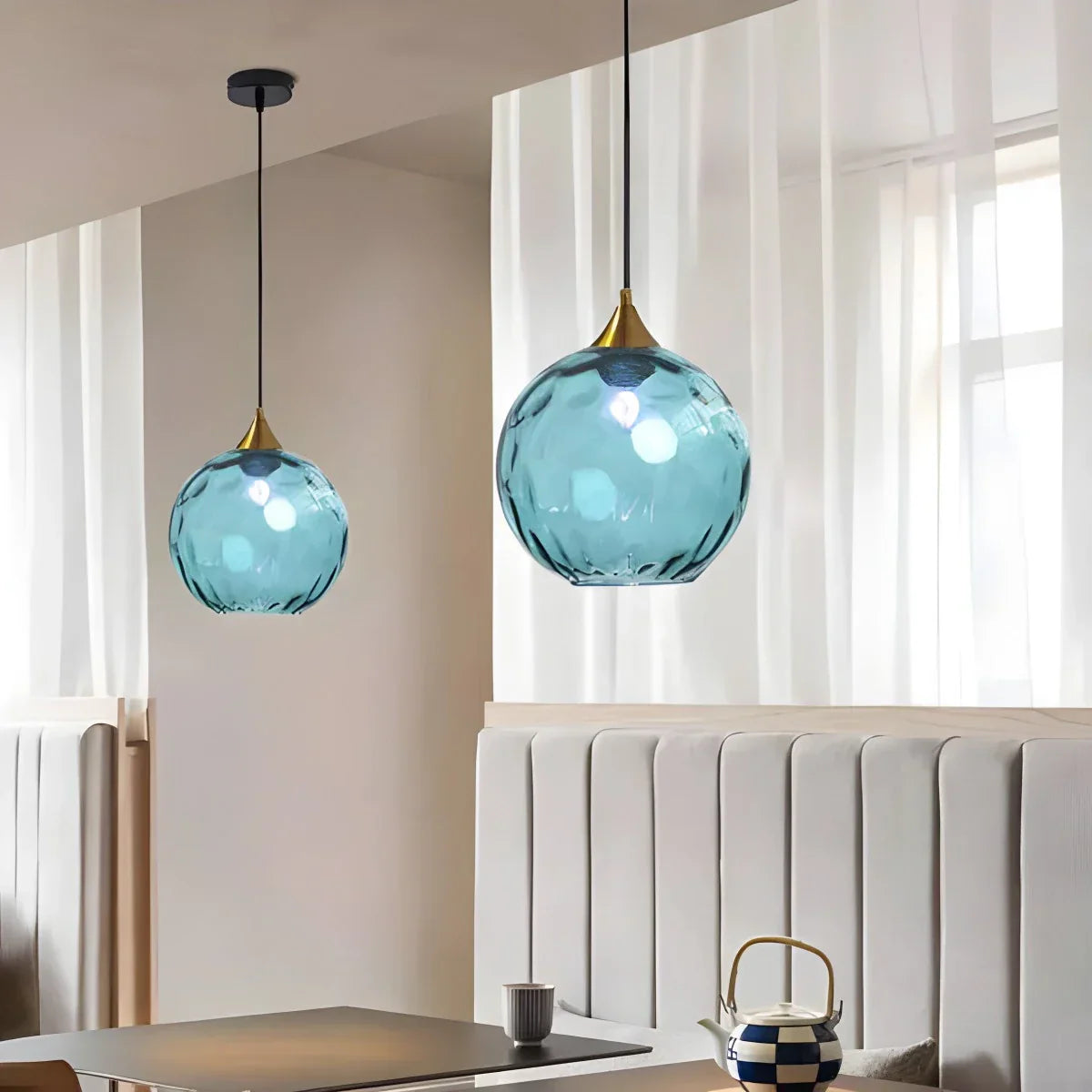 Hanglamp Glas E26 20 cm Grijs Eettafel Woonkamer Slaapkamer Rookglas Bollamp Pendellamp Sfeerverlichting | Sansoti