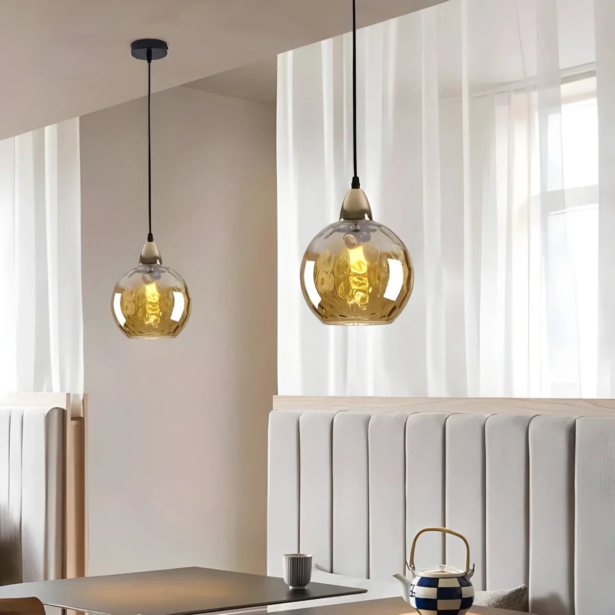 Hanglamp Glas E26 20 cm Grijs Eettafel Woonkamer Slaapkamer Rookglas Bollamp Pendellamp Sfeerverlichting | Sansoti