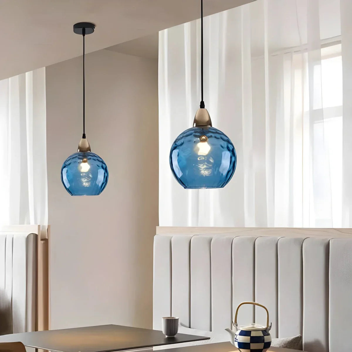 Hanglamp Glas E26 20 cm Grijs Eettafel Woonkamer Slaapkamer Rookglas Bollamp Pendellamp Sfeerverlichting | Sansoti
