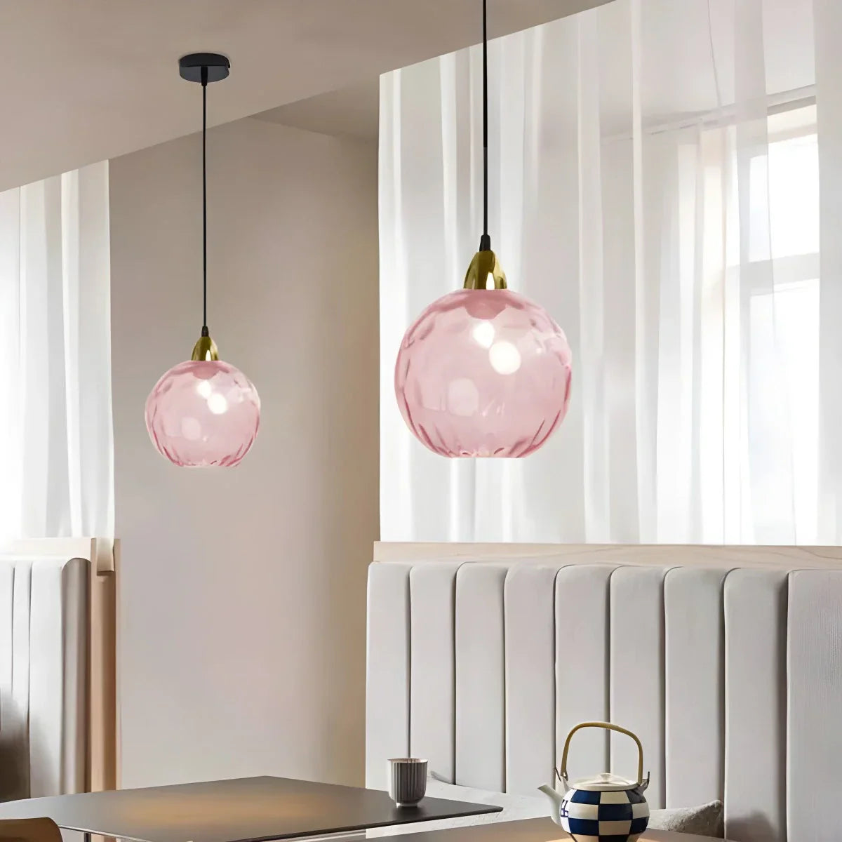 Hanglamp Glas E26 20 cm Grijs Eettafel Woonkamer Slaapkamer Rookglas Bollamp Pendellamp Sfeerverlichting | Sansoti