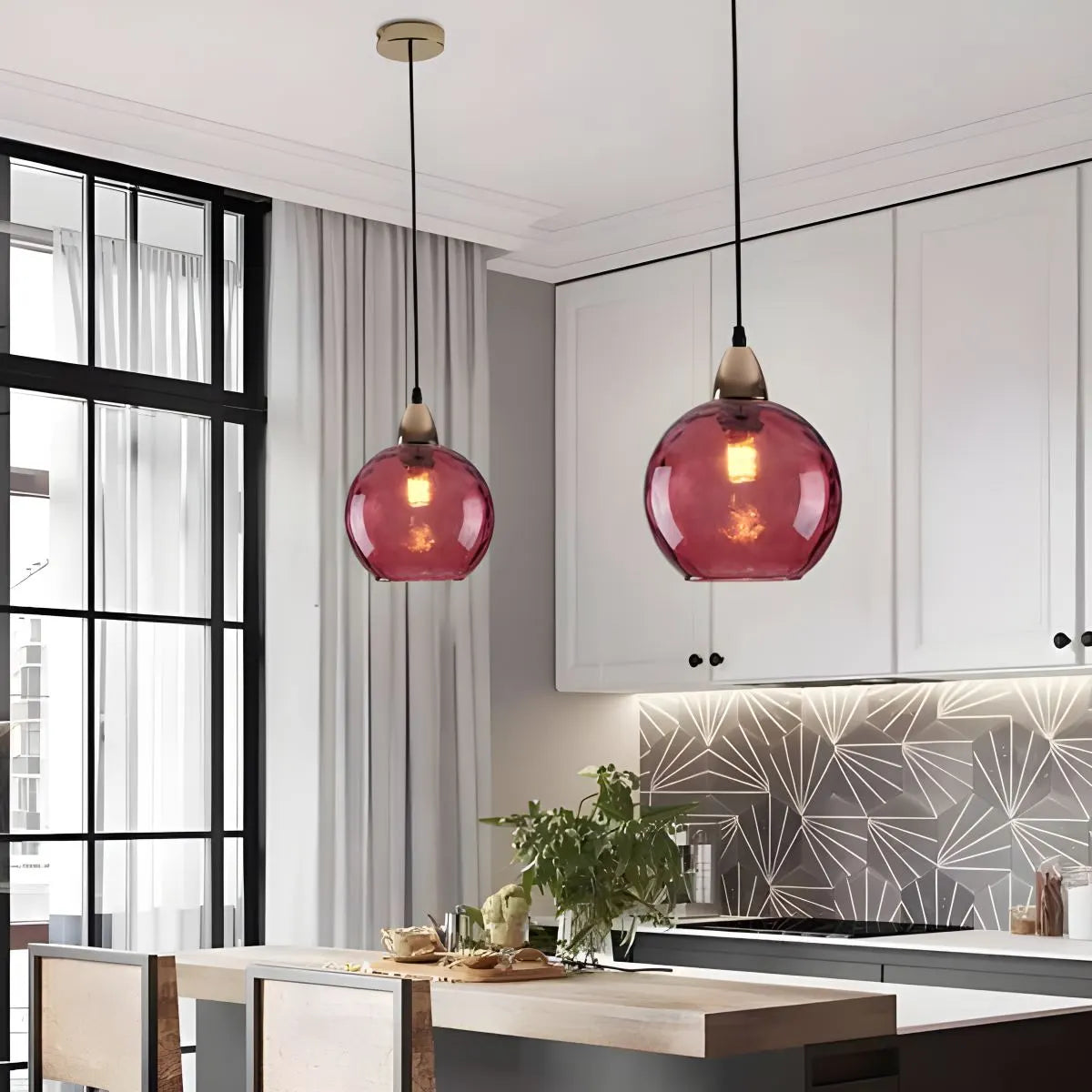 Hanglamp Glas E26 20 cm Grijs Eettafel Woonkamer Slaapkamer Rookglas Bollamp Pendellamp Sfeerverlichting | Sansoti