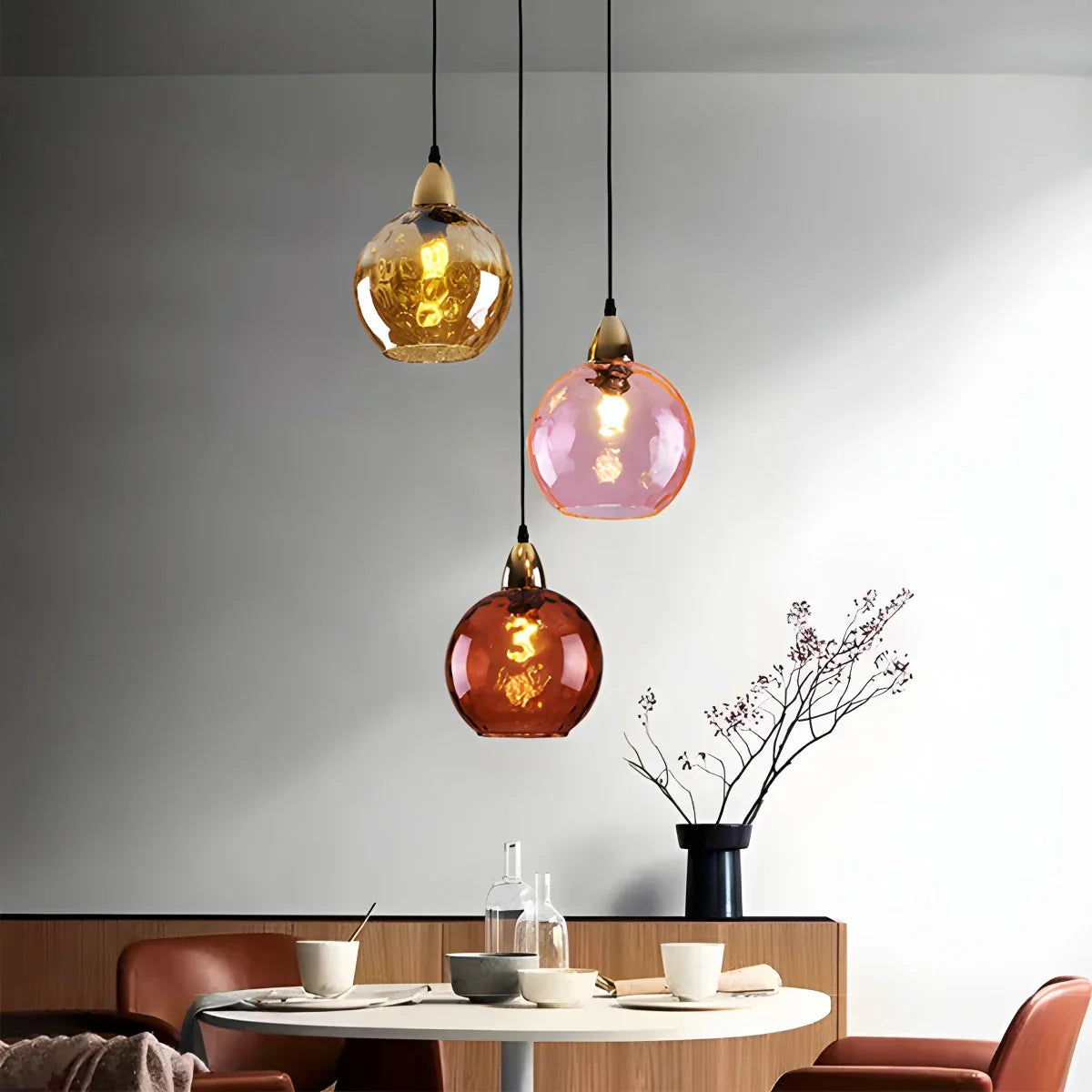 Hanglamp Glas E26 20 cm Grijs Eettafel Woonkamer Slaapkamer Rookglas Bollamp Pendellamp Sfeerverlichting | Sansoti
