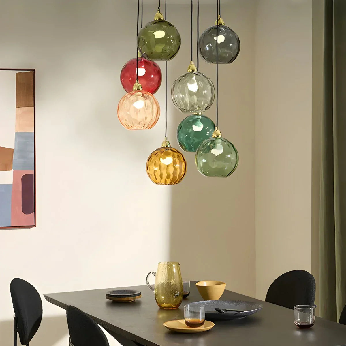 Hanglamp Glas E26 20 cm Grijs Eettafel Woonkamer Slaapkamer Rookglas Bollamp Pendellamp Sfeerverlichting | Sansoti