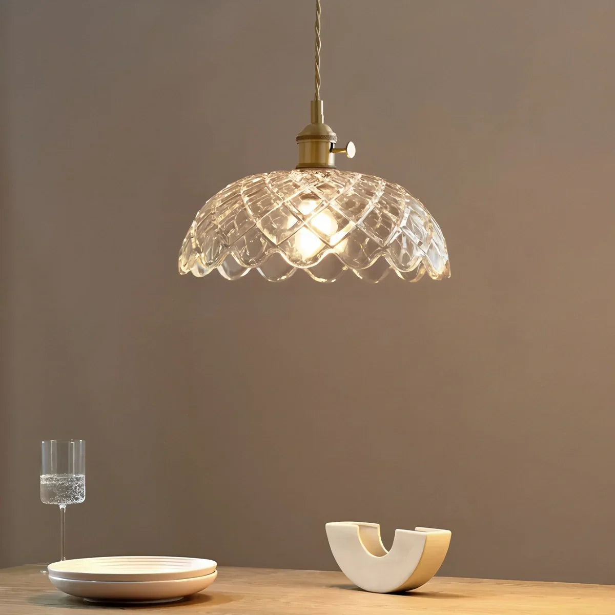 Suspension Verre Bronze Câble réglable Salon Table à manger Suspension en verre transparent Éclairage d'ambiance Vintage | Restfield