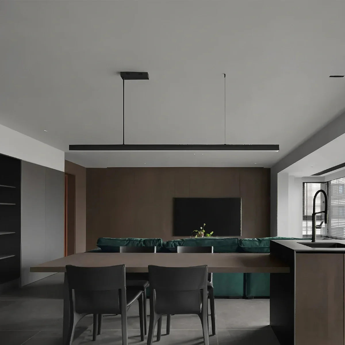 Lineare LED-Hängeleuchte Aluminium Schwarz Kochinsel Esstisch Büro Modern Deckenleuchte Minimalistische Hängeleuchte | Restfield