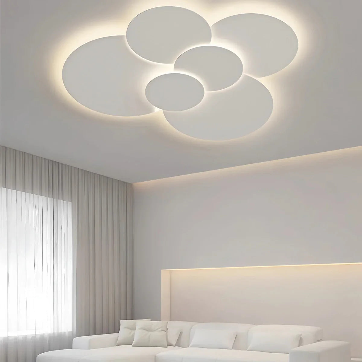 LED Deckenleuchte Verstellbare Scheiben Weiß Dimmbar Wohnzimmer Badezimmer Moderne Designlampe Deckenbeleuchtung mit Fernbedienung | Restfield