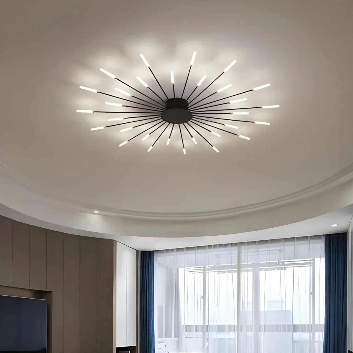 LED Plafondlamp Metaal 20-42 Lichtpunten Zwart Goud Woonkamer Eetkamer Stervorm Design Dimbaar Moderne Verlichting Grote Ruimtes | Sansoti