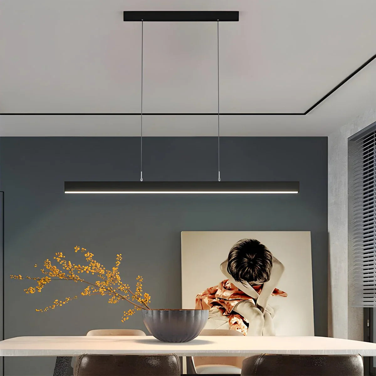 Lineare LED-Hängeleuchte Aluminium Schwarz Kochinsel Esstisch Büro Modern Deckenleuchte Minimalistische Hängeleuchte | Restfield