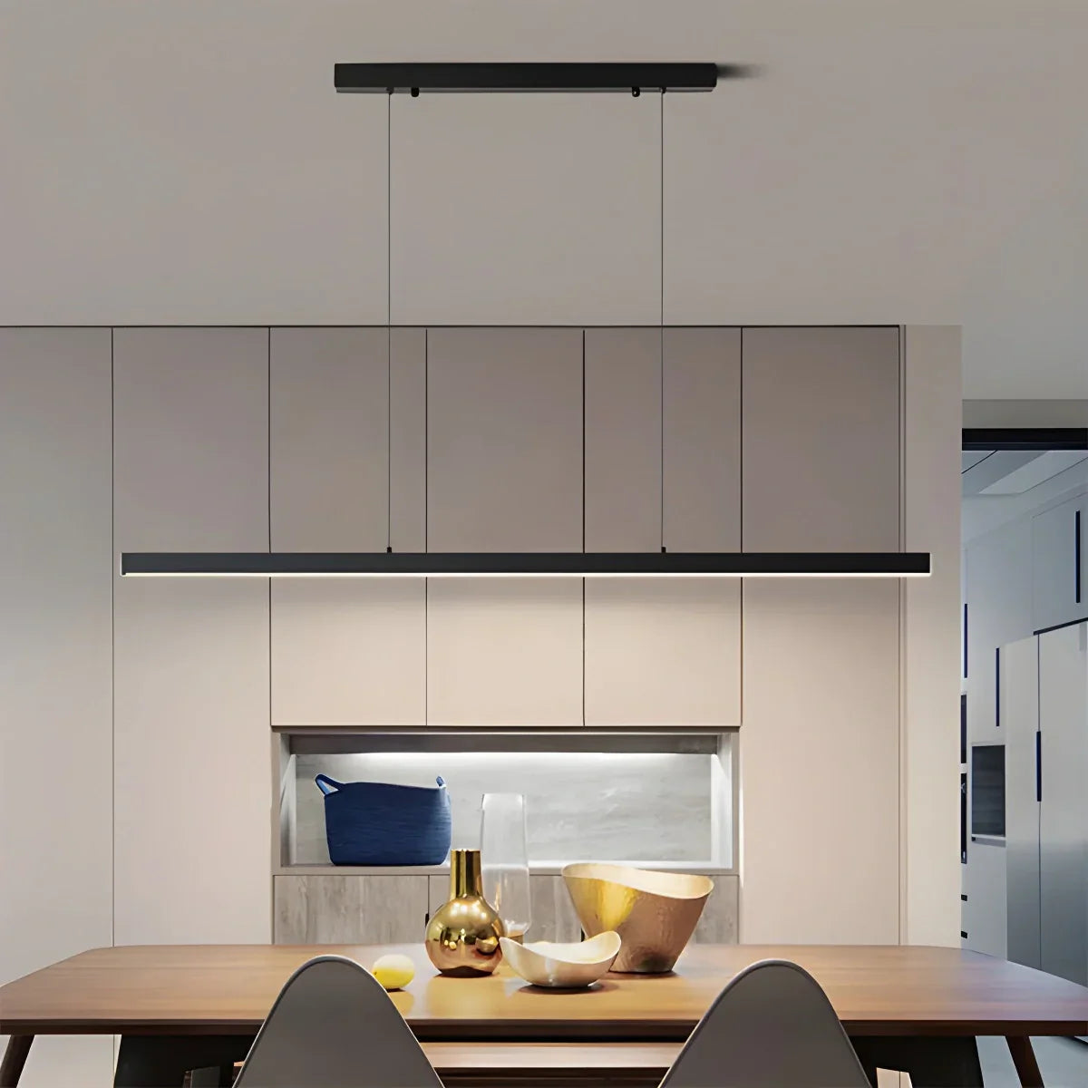 Lineare LED-Hängeleuchte Aluminium Schwarz Kochinsel Esstisch Büro Modern Deckenleuchte Minimalistische Hängeleuchte | Restfield