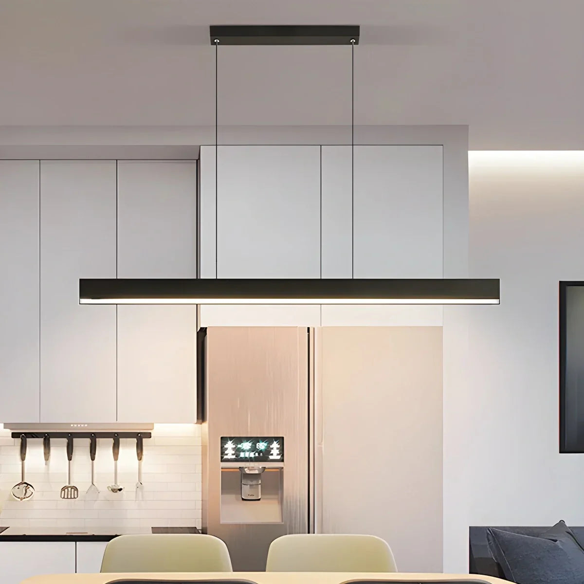 Lineare LED-Hängeleuchte Aluminium Schwarz Kochinsel Esstisch Büro Modern Deckenleuchte Minimalistische Hängeleuchte | Restfield
