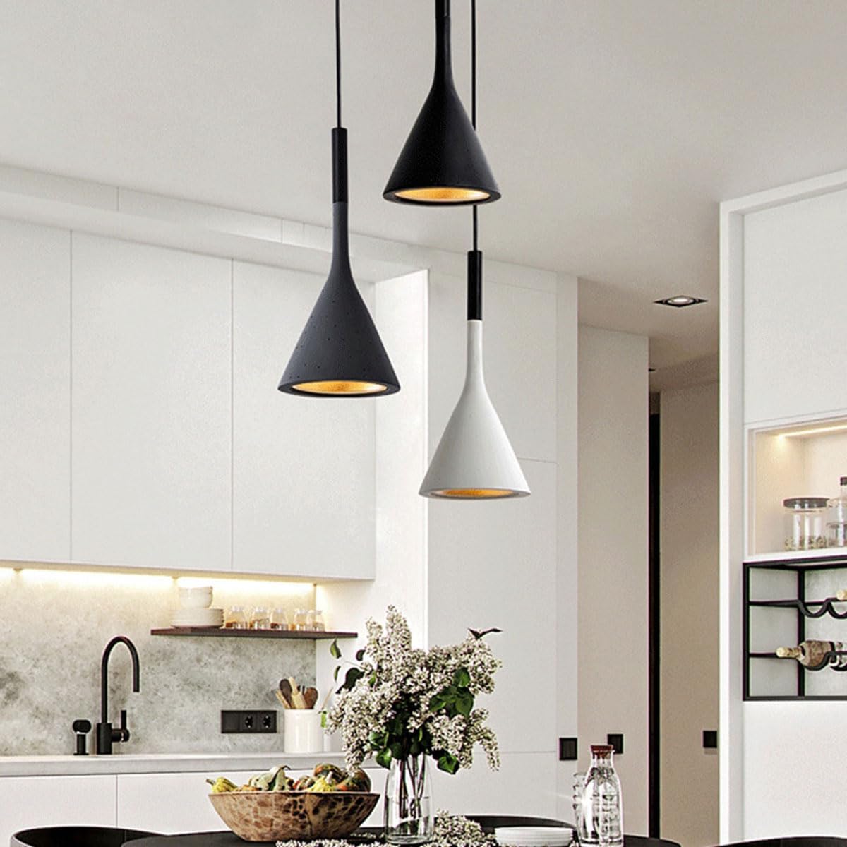 Betonnen Hanglamp Conisch Design Grijs Zwart Wit Rood Minimalistisch Eetkamer Woonkamer Slaapkamer Sfeervol E26 E27 Fitting | Sansoti