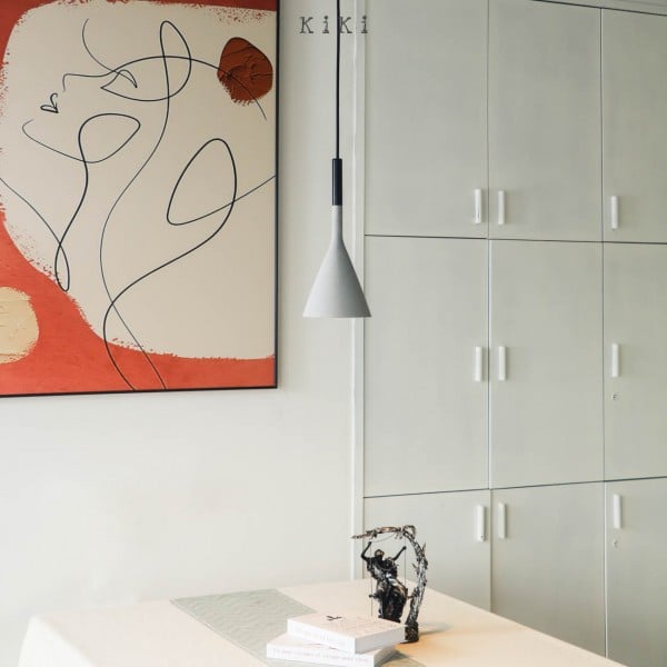 Betonnen Hanglamp Conisch Design Grijs Zwart Wit Rood Minimalistisch Eetkamer Woonkamer Slaapkamer Sfeervol E26 E27 Fitting | Sansoti