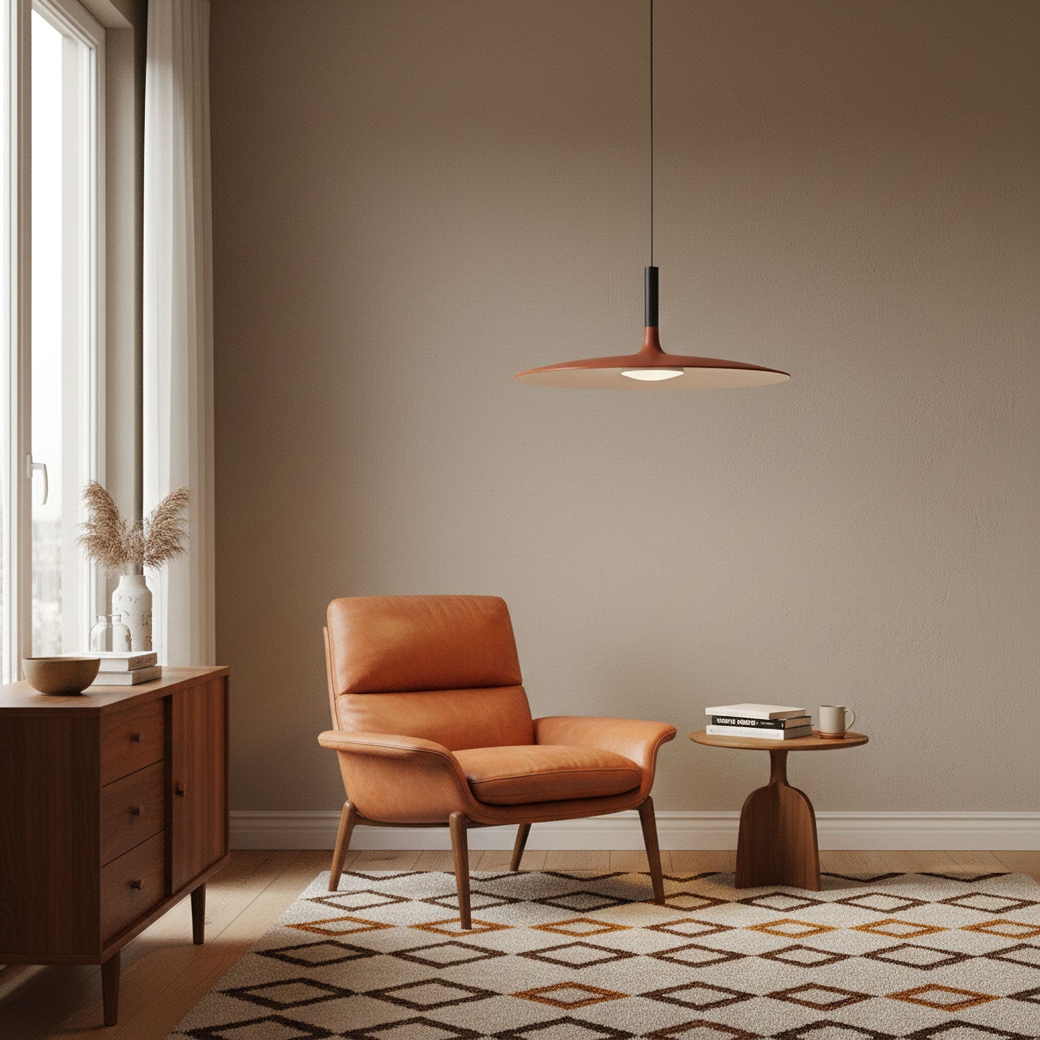 Hanglamp met Conische Kap – Resin Sculptural Pendant in Zes Kleuren, Geïntegreerde LED 3000K of Dimbaar, Moderne Lamp voor Eetkamer Keukeneiland | Sansoti