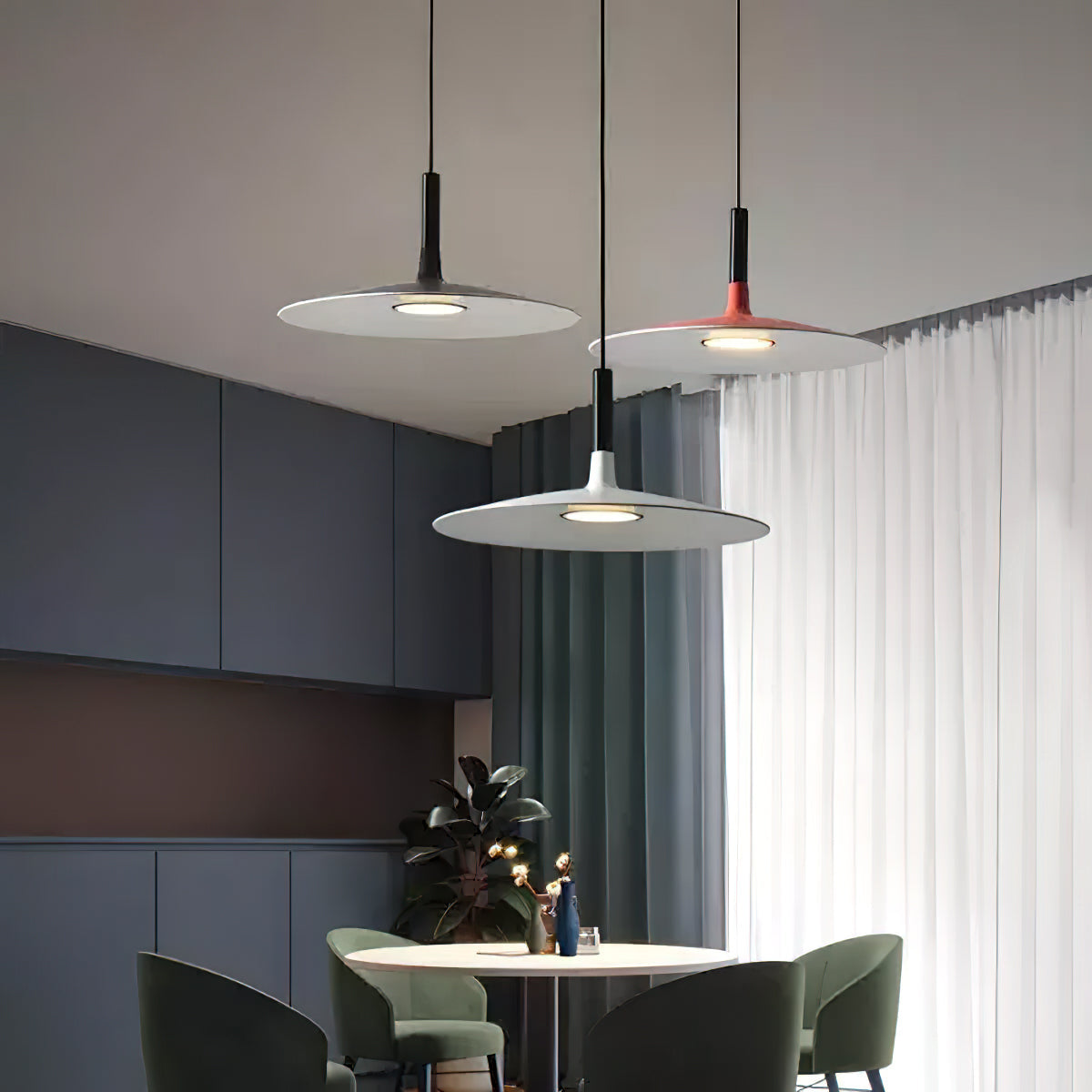 Hanglamp met Conische Kap – Resin Sculptural Pendant in Zes Kleuren, Geïntegreerde LED 3000K of Dimbaar, Moderne Lamp voor Eetkamer Keukeneiland | Sansoti