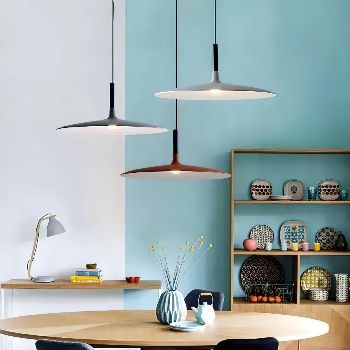 Hanglamp met Conische Kap – Resin Sculptural Pendant in Zes Kleuren, Geïntegreerde LED 3000K of Dimbaar, Moderne Lamp voor Eetkamer Keukeneiland | Sansoti