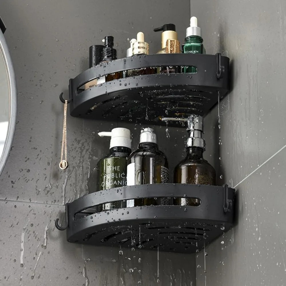 Étagère de douche autocollante transparente, rangement mural de salle de bains sans perçage et étanche | Sansoti