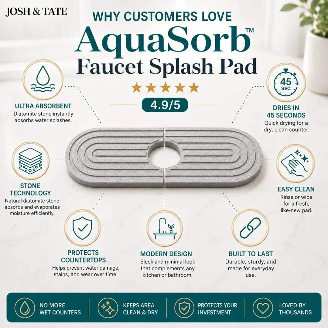 Tapis anti-éclaboussures pour robinet en terre de diatomée, sous-verre absorbant pour salle de bains et cuisine, tapis d’égouttage à séchage rapide et antidérapant | Sansoti