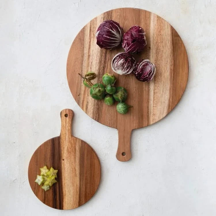 Rond Houten Snijplank Suar Hout Medium XL Serveerschaal Multifunctioneel Keukenaccessoire Serveerplank | Sansoti