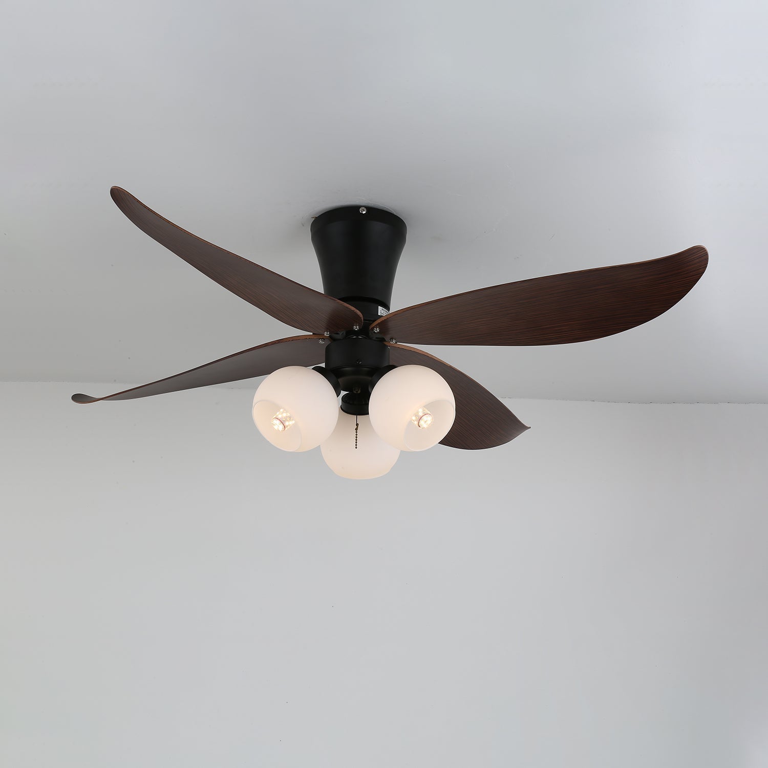 Scandinavische Plafondventilator met Verlichting Hout & Glas Design 90cm | Sansoti