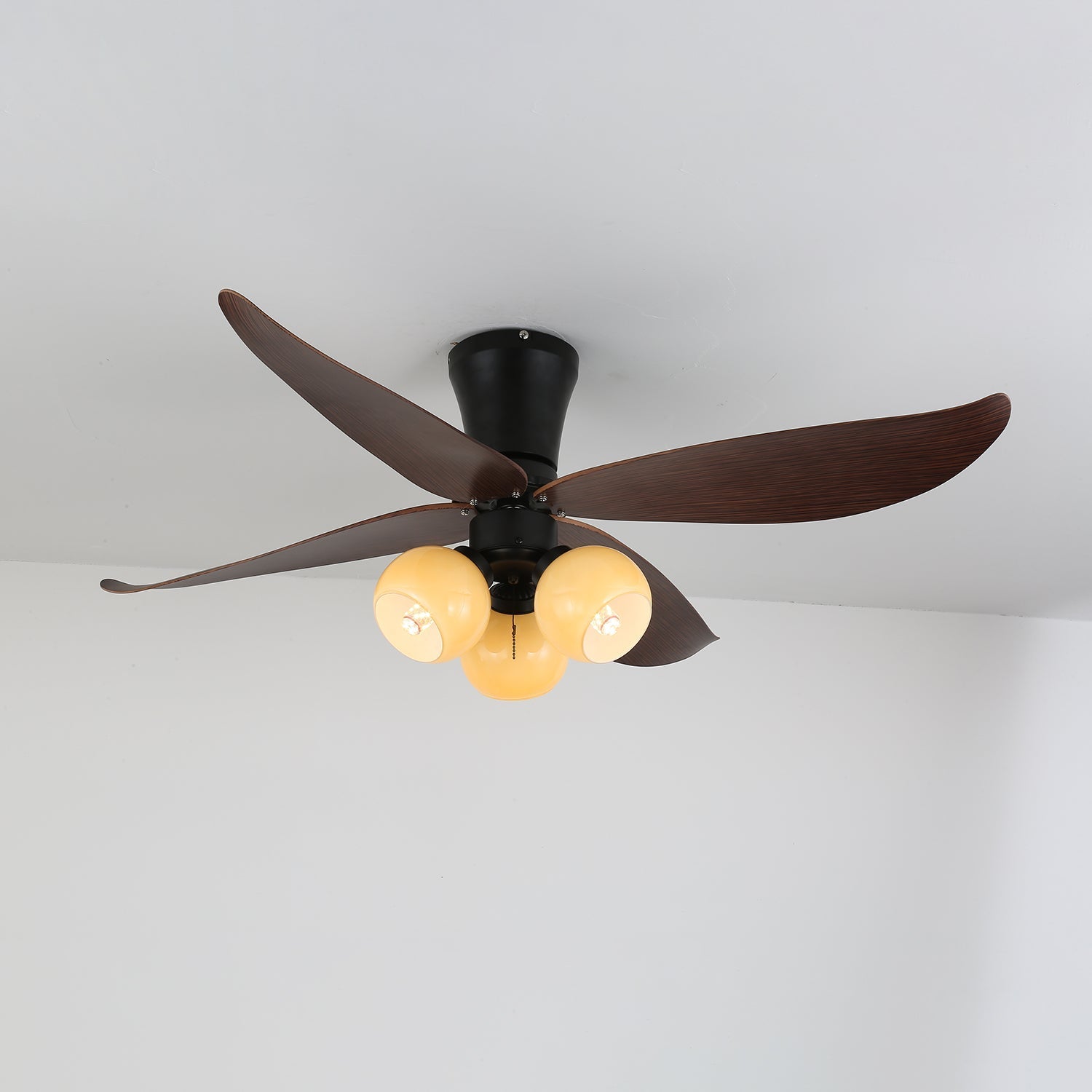 Scandinavische Plafondventilator met Verlichting Hout & Glas Design 90cm | Sansoti