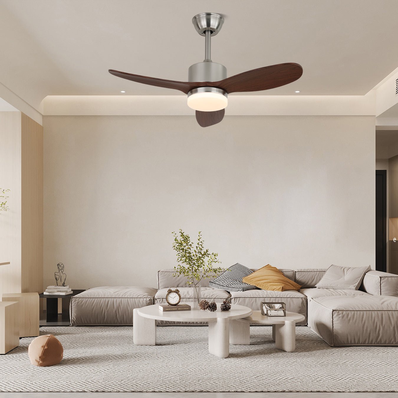 Plafondventilator met Verlichting 106cm of 132cm Design Modern 6-Snelheden Variabele Frequentie Motor voor Slaapkamer Woonkamer met Afstandsbediening | Sansoti