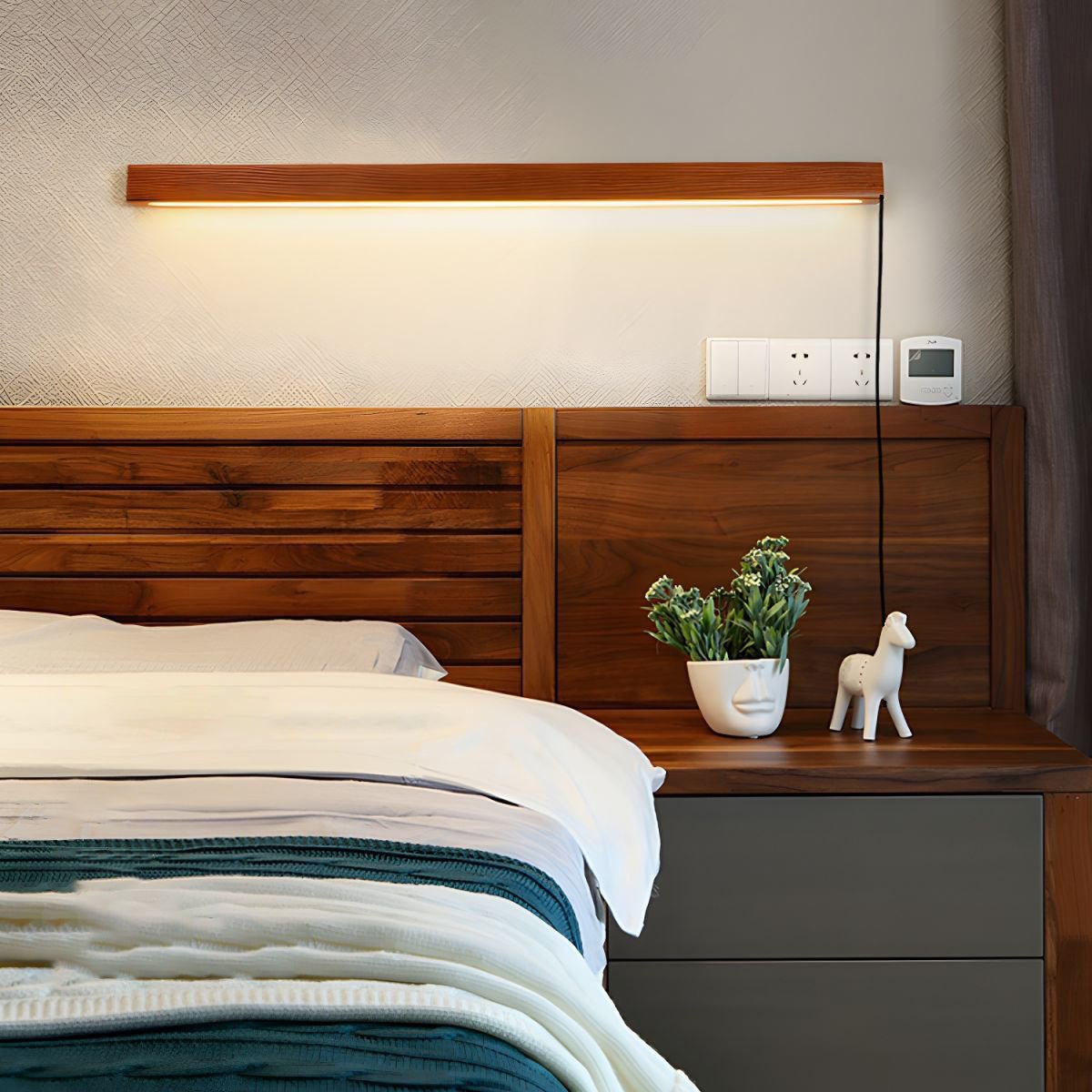 Ronde Houten Wandlamp met LED — Scandinavisch Design met Dimfunctie — Verkrijgbaar in Drie Maten | Sansoti
