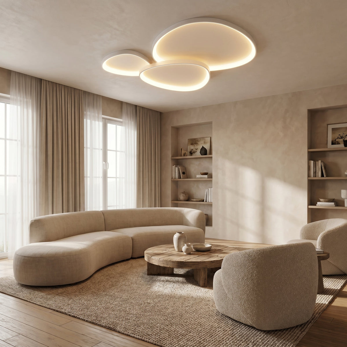 Minimalistyczna lampa sufitowa LED z aluminium 90x60cm do jadalni i salonu, oświetlenie o nowoczesnych, prostych liniach | Sansoti
