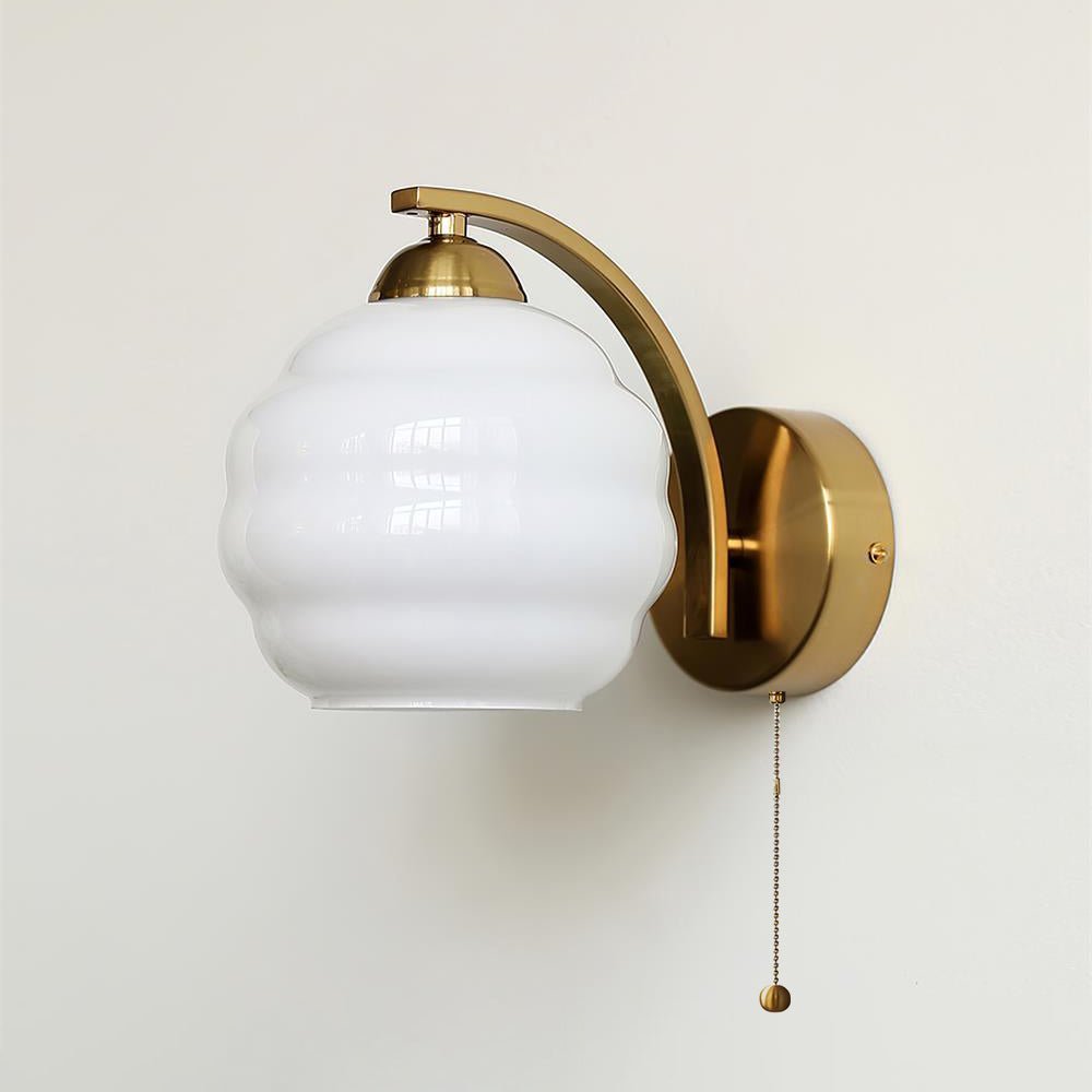 Art Deco Wandlamp met Gebogen Glazen Kap Vintage Stijl | Sansoti