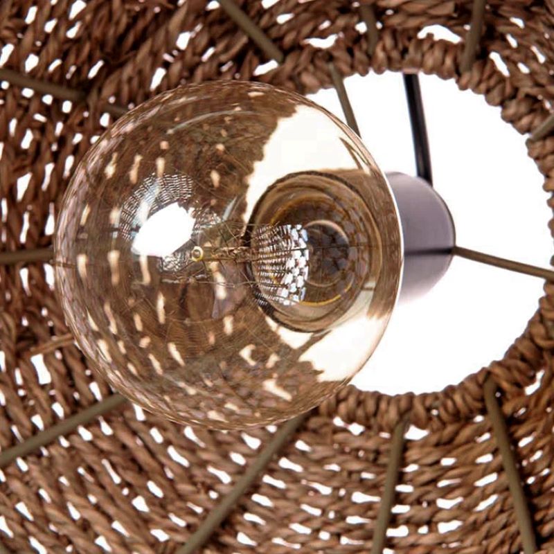 Rattan Pendant Light Vintage Chandelier E27 Dining Room Bedroom Living Room Natural Woven Ceiling Light | Sansoti