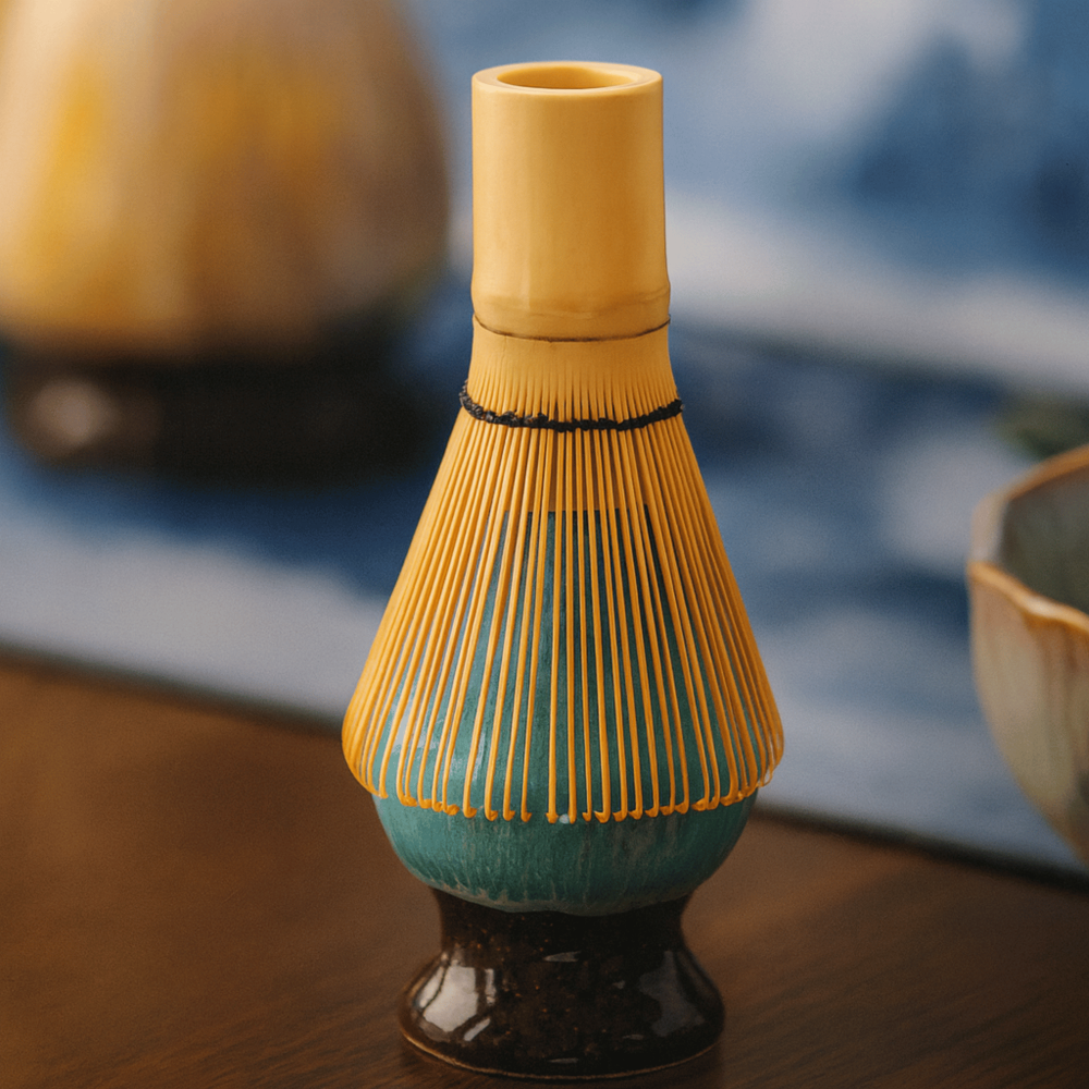 Matcha Thee Set 8-Delig met Keramische Kom 550ml Bamboe Garde Lepel Zeef voor Traditionele Japanse Theeceremonie | Sansoti