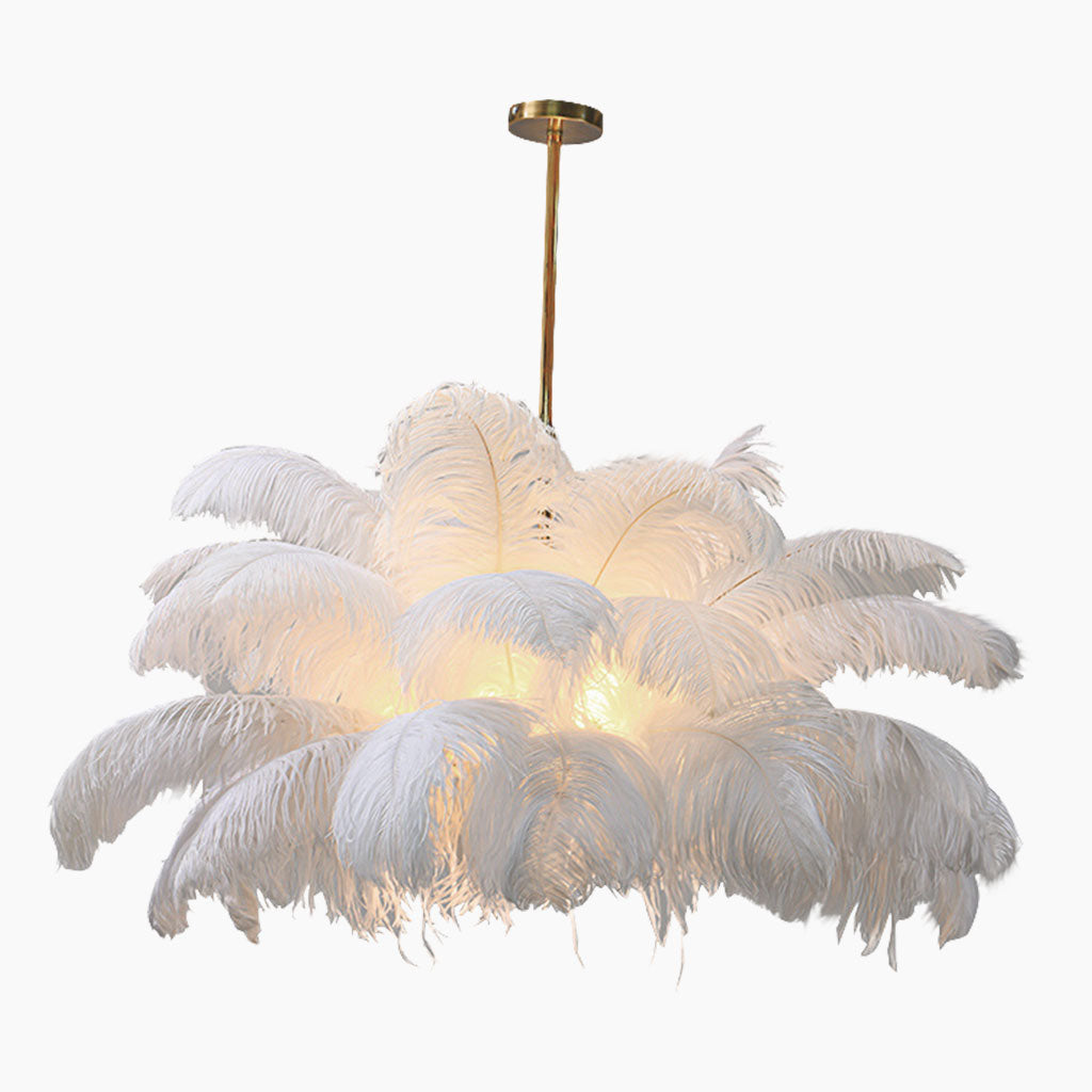 Veren Hanglamp Plafondlamp Struisvogelveren Wit LED 80cm 100cm Modern Design | Sansoti