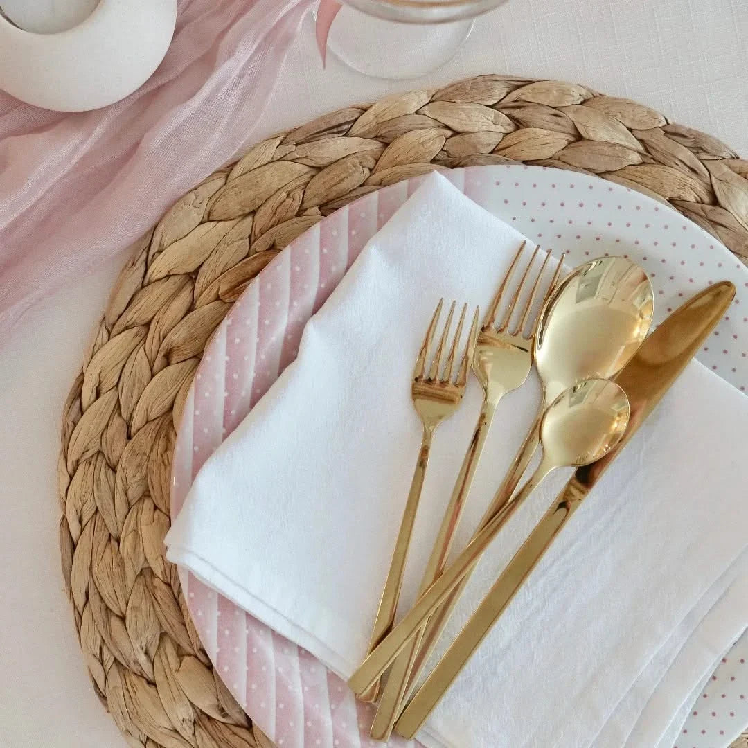 30-piece cutlery set, 18/10 stainless steel, gold, black, silver, rose, modern design, durable, for everyday use | Sansoti