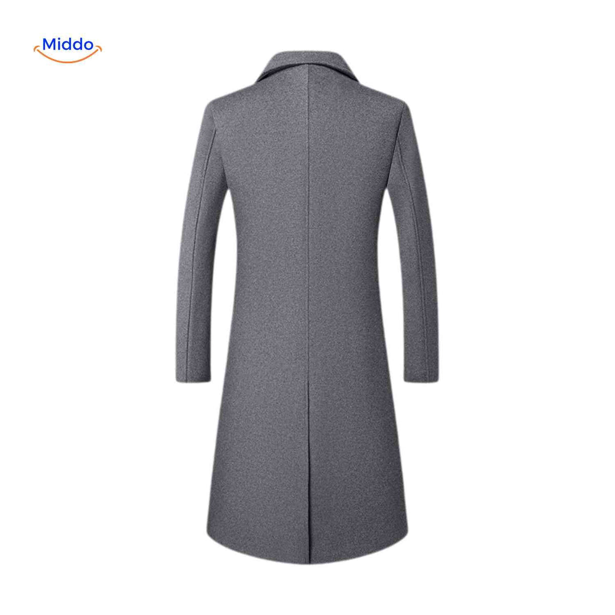 Wollmantel für Herren, knielang, mit klassischem Kragen, warmer Fütterung und elegantem Trenchcoat-Stil - Herren-Wintermantel | Sansoti