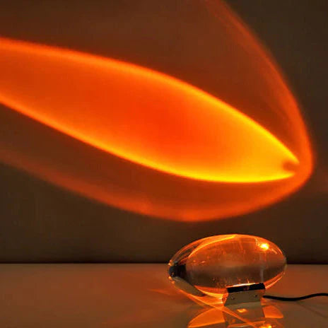 Ovale Kristallen Tafellamp met Chroom Sokkel – LED Sfeerverlichting in Warm Wit, Blauw-Paars of Zonsondergangstinten – Stemmingslicht voor Slaapkamer en Woonruimte | Sansoti