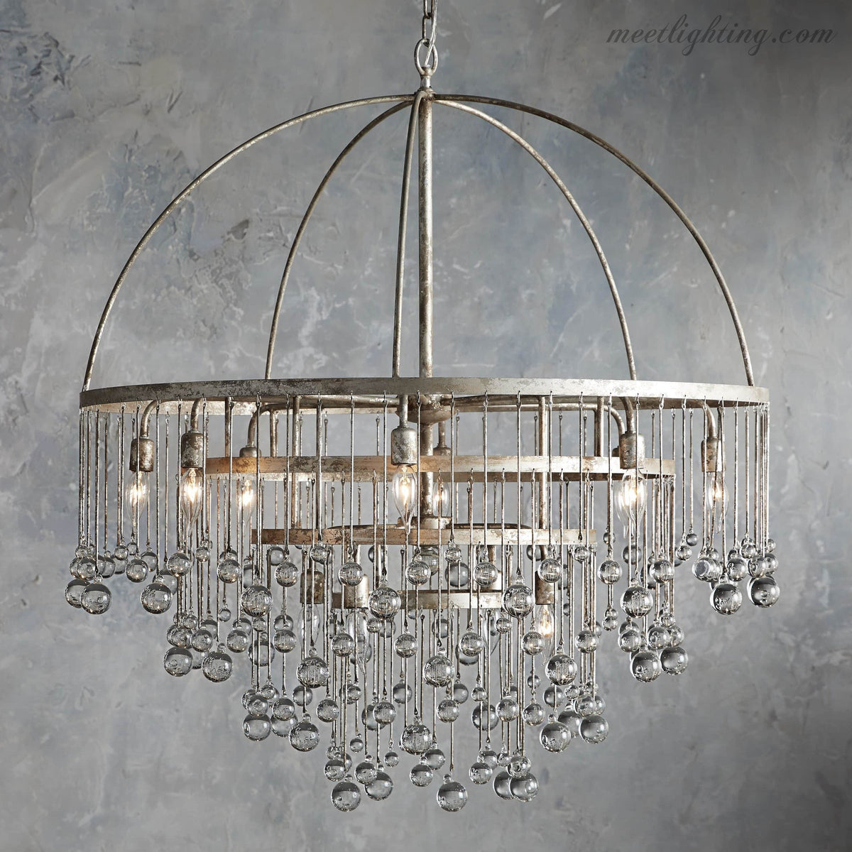 Viertrapskroonluchter met Kristallen 95cm Zwart Brons Messing Zilver Hanglamp Plafondverlichting Woonkamer | Sansoti