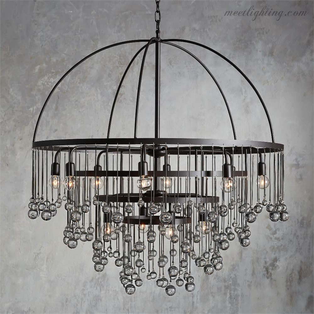 Viertrapskroonluchter met Kristallen 95cm Zwart Brons Messing Zilver Hanglamp Plafondverlichting Woonkamer | Sansoti