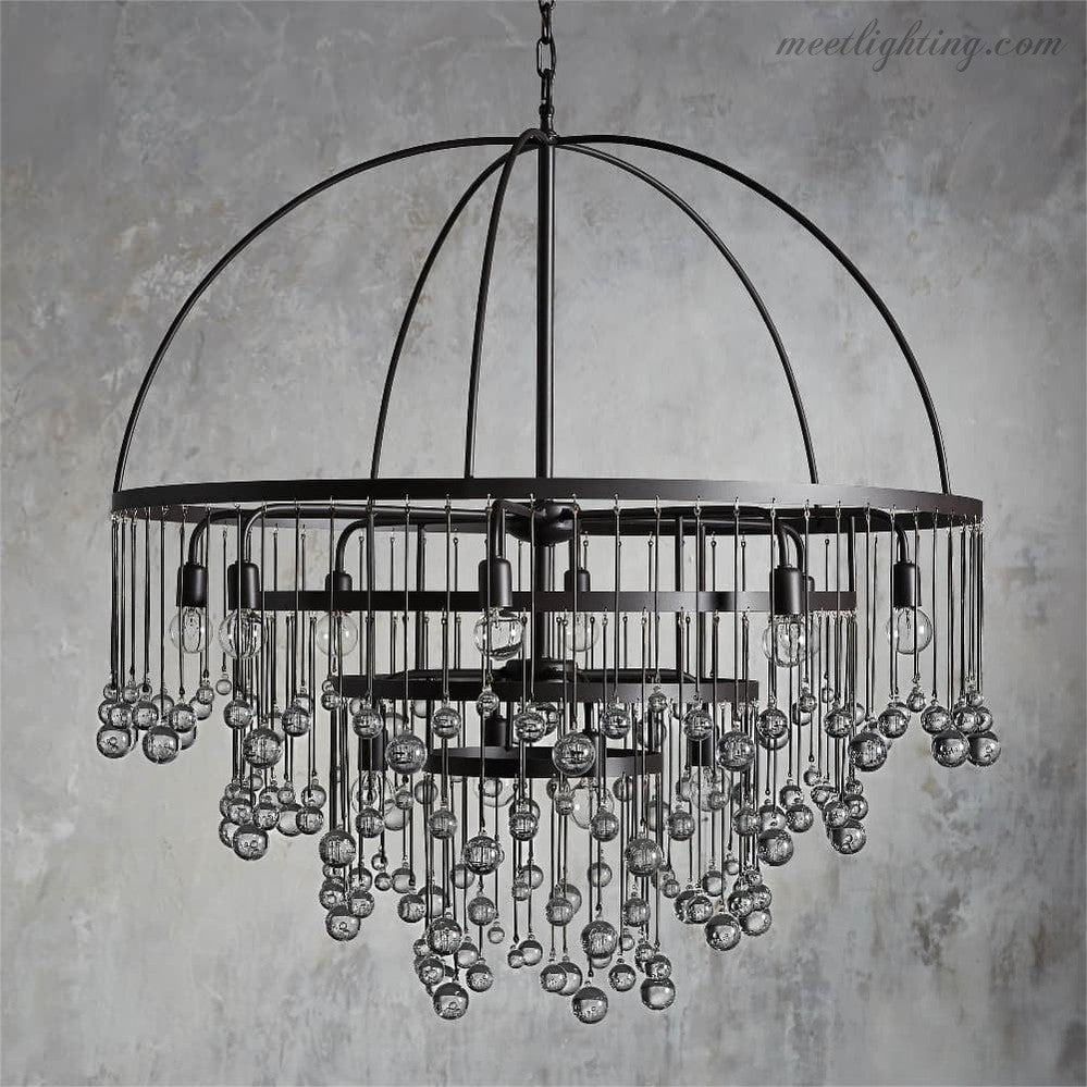 Viertrapskroonluchter met Kristallen 95cm Zwart Brons Messing Zilver Hanglamp Plafondverlichting Woonkamer | Sansoti