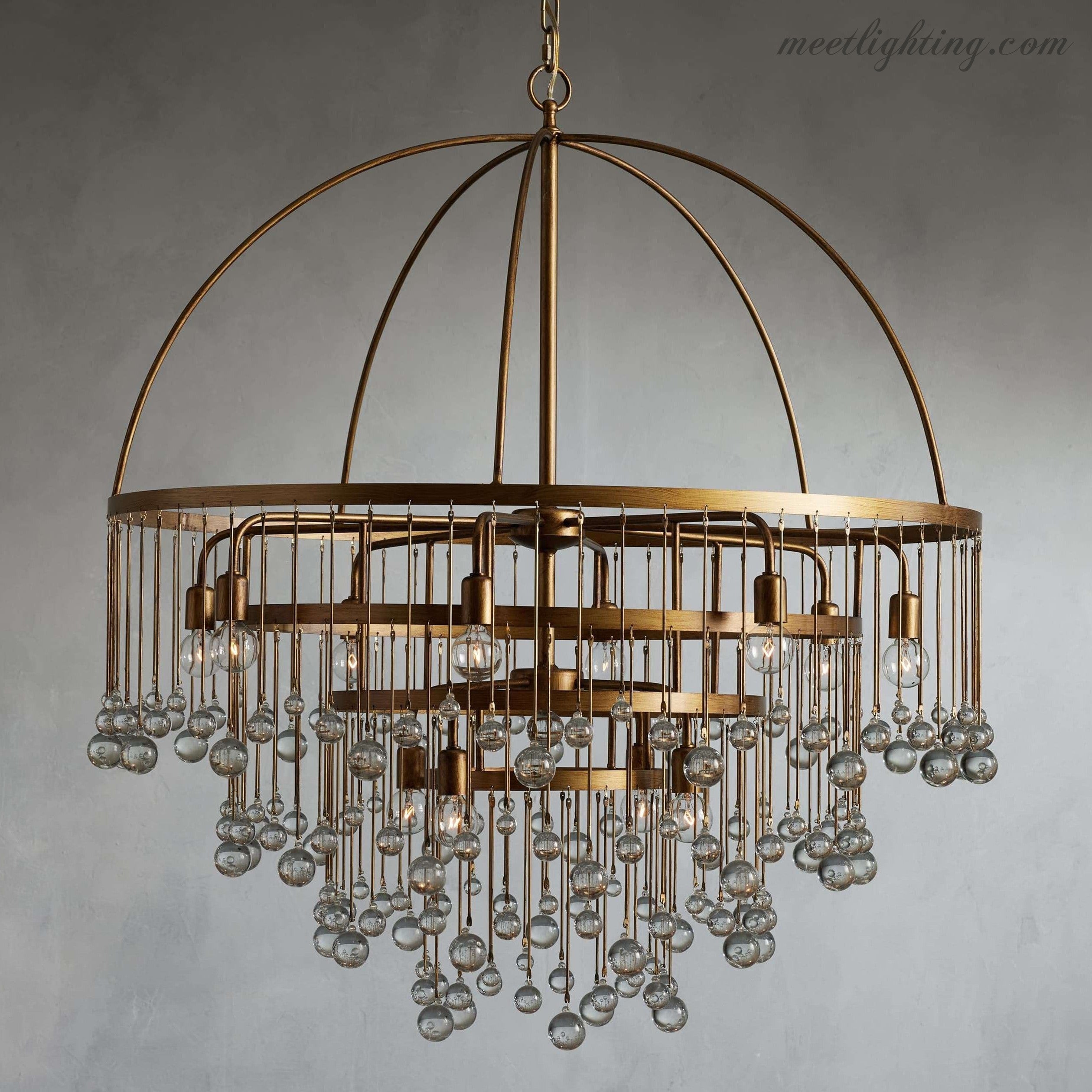 Viertrapskroonluchter met Kristallen 95cm Zwart Brons Messing Zilver Hanglamp Plafondverlichting Woonkamer | Sansoti