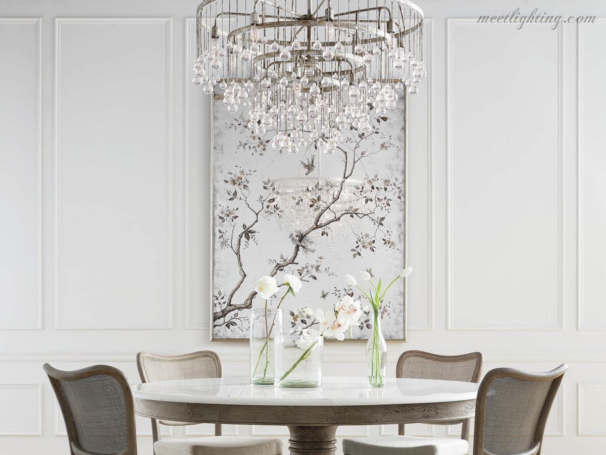 Viertrapskroonluchter met Kristallen 95cm Zwart Brons Messing Zilver Hanglamp Plafondverlichting Woonkamer | Sansoti